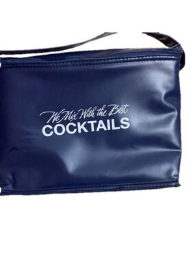 Blue vinyl cooler bag for cocktails small